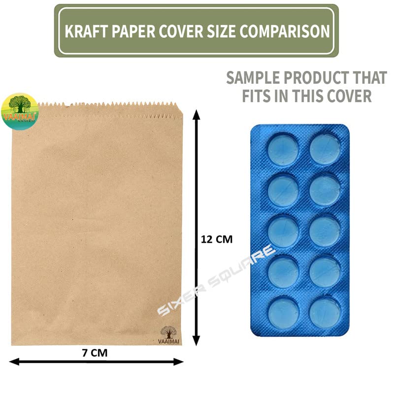 Brown Paper Tablet Cover 7X12CM for Medicals Biodegradable, 500 Pack