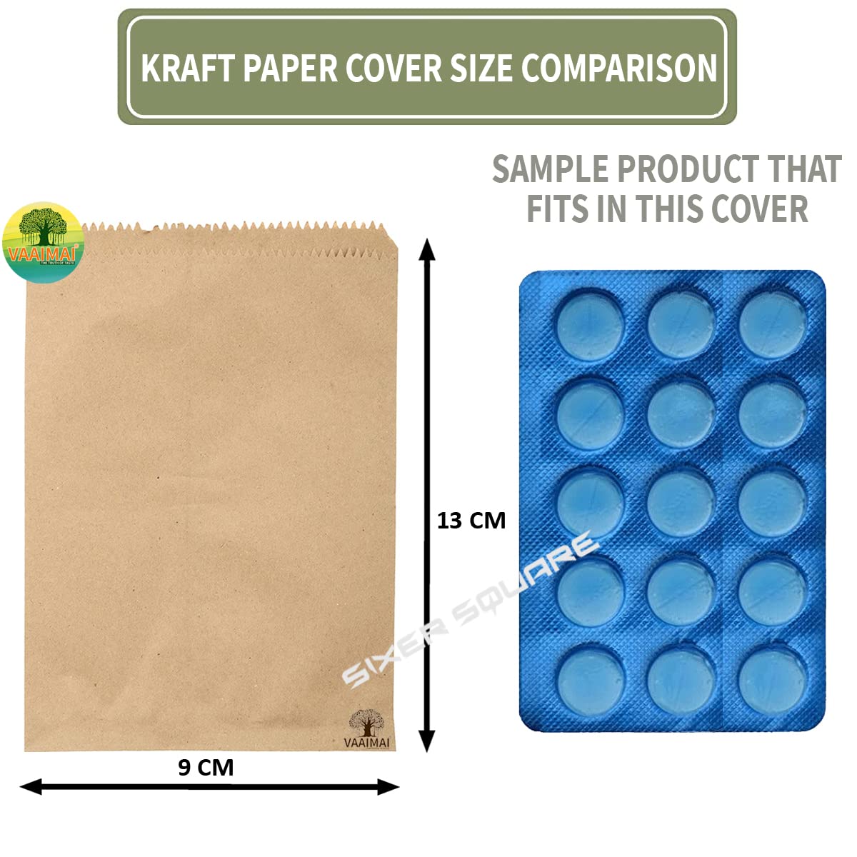 Brown Paper Cover 9X13CM Medicine Cover, Pack of 300