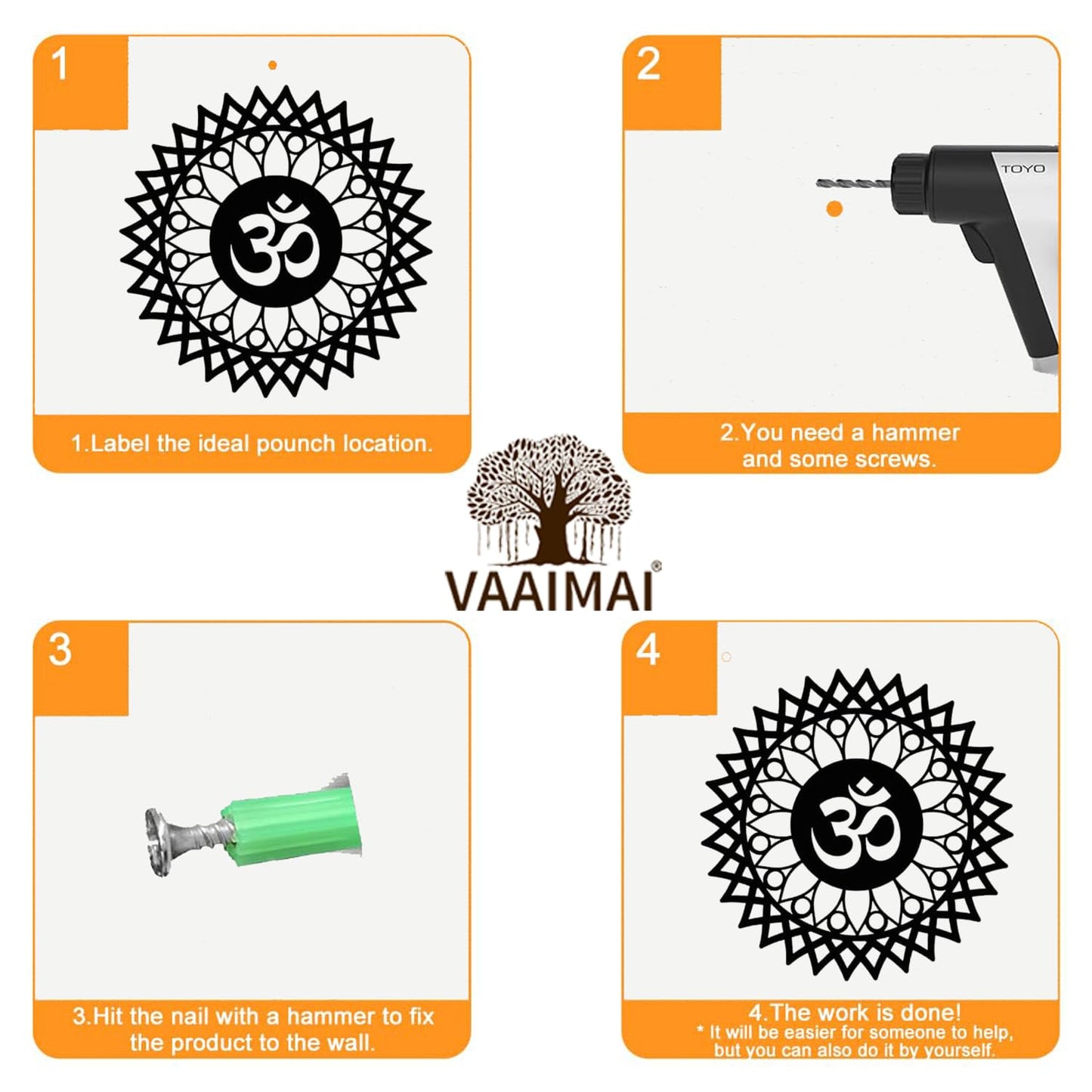 Om Mandala Metal Wall Art