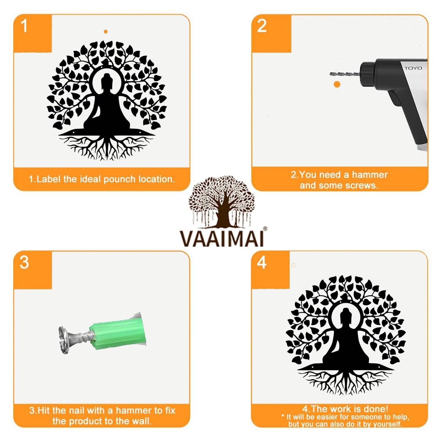 Buddha Tree Metal Wall Art