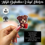 Cute Dog Drinking Coffee Stickers