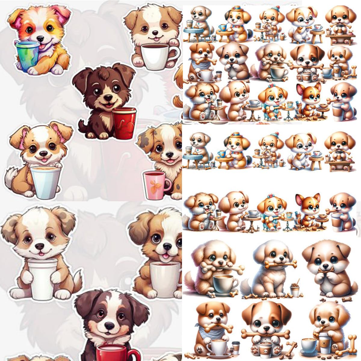 Cute Dog Drinking Coffee Stickers