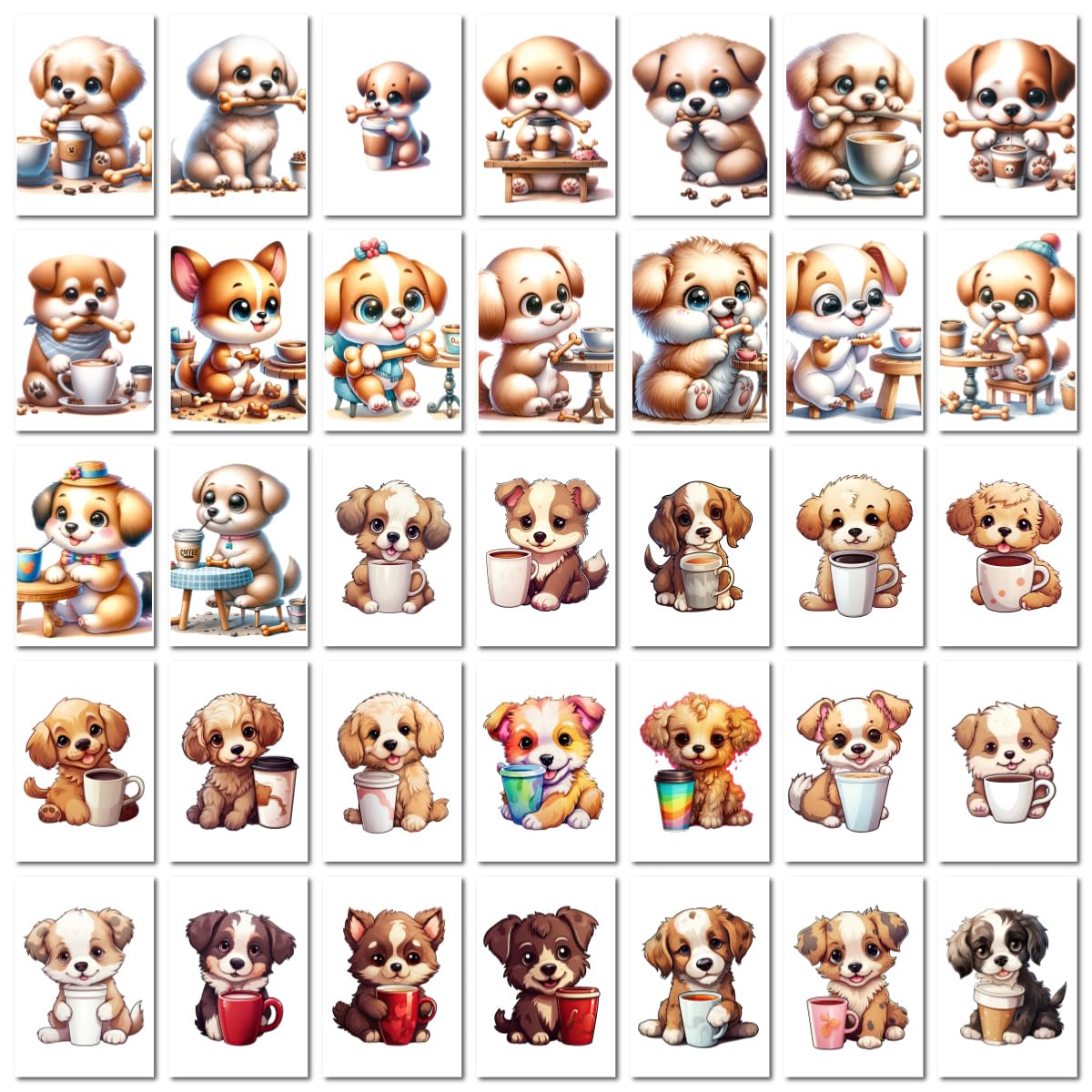 Cute Dog Drinking Coffee Stickers