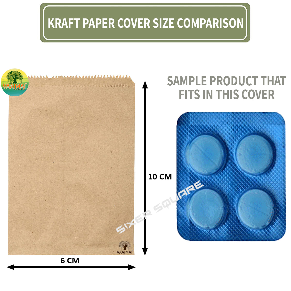 Kraft Brown Paper Cover Small Size (500 Count) - 6X10CM Kraft Brown Paper Medicine Cover