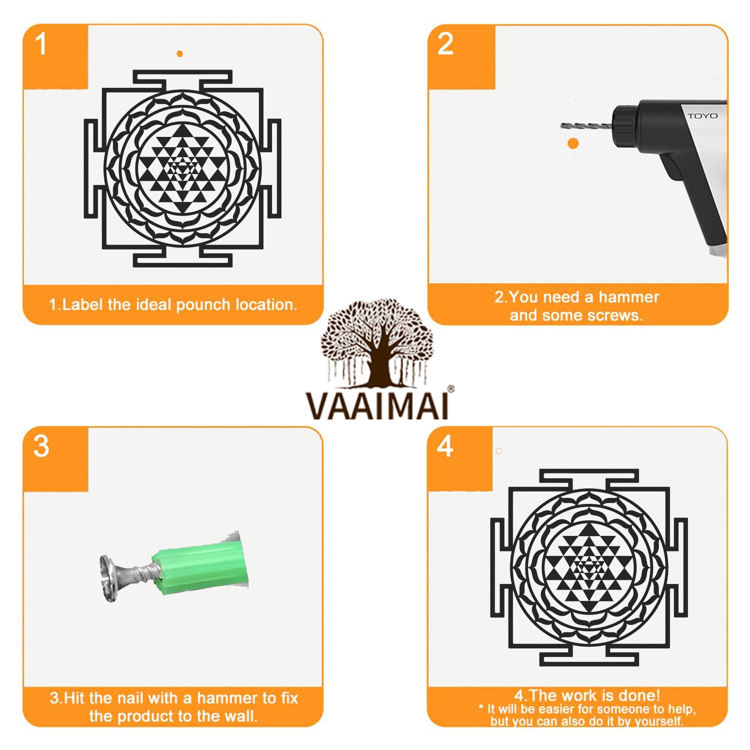 Sri Yantra Metal Wall Art